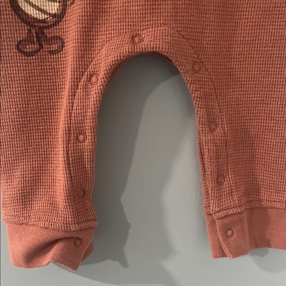 Rust Baby Romper with Cartoon Characters - Picture 4 of 9